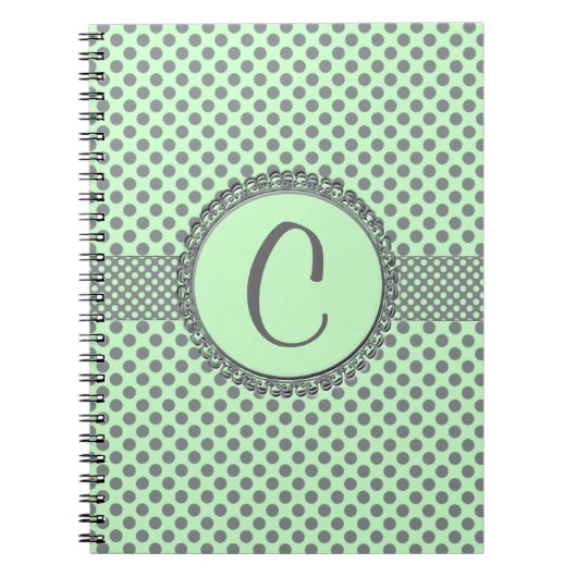 Mint Green met Gray Polka Dots-Monogram STaylor Notitieboek (Voorkant)
