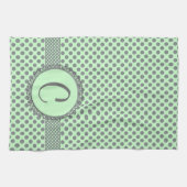 Mint Green met Gray Polka Dots-Monogram STaylor Theedoek (Horizontaal)