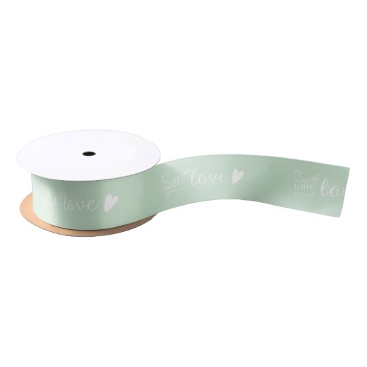 Mint Green met liefdesharten Satijnen Lint (Spoel)