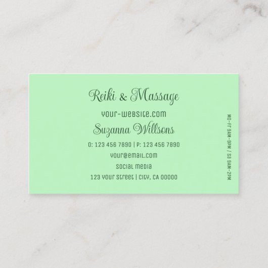 Mint Green met prachtige hartslag en monogram Cute Visitekaartje (Achterkant)