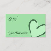 Mint Green met prachtige hartslag en monogram Cute Visitekaartje (Voorkant)