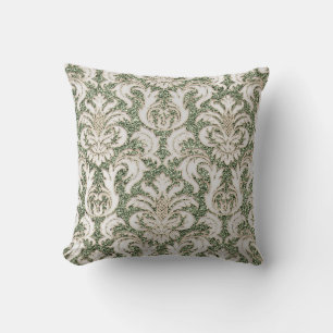 Mint Green Metal Damask Silver Grey Pealy Glitter Kussen