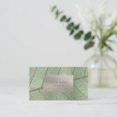 Mint Green Metal Silver Grey White Folie Botanisch Visitekaartje (Staand voorkant)