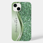 Mint Green Metallic Glitter Bling Handgeschreven Case-Mate iPhone Case (Achterkant)