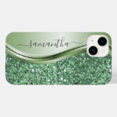 Mint Green Metallic Glitter Bling Handgeschreven Case-Mate iPhone Case (Achterkant (horizontaal))