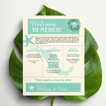 Mint Green Mexico Wedding Welcome Letter Flyer<br><div class="desc">Veel plezier met je bestemming, de bruiloft. De palmboom, de Starfish en de Kaart van Mexico in kleuren zijn Mint Groen, Licht Geel en Wit. Pas meer tekst op de rug aan als u extra ruimte nodig hebt. Als het kleurenschema niet is wat u wilt, kunt u een e-mail sturen...</div>