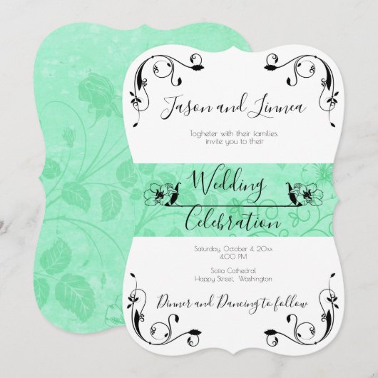 Mint Green Minimalist Greenery Victoriaans Elegant Kaart (Voorkant / Achterkant)