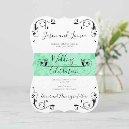 Mint Green Minimalist Greenery Victoriaans Elegant Kaart (Staand voorkant)