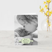 Mint Green Minimalist Photo Moederdag Card Kaart (Gele Bloem)