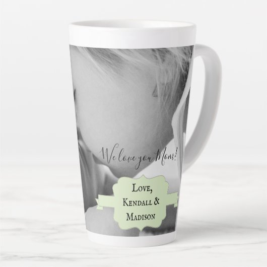 Mint Green Minimalist Photo Moederdag Latte Mok (Rechterhoek)