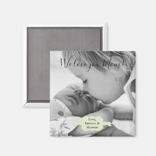 Mint Green Minimalist Photo Moederdag Magnet (Voorkant / Achterkant)