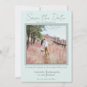 Mint Green Minimalist Photo Save the Date (Voorkant)