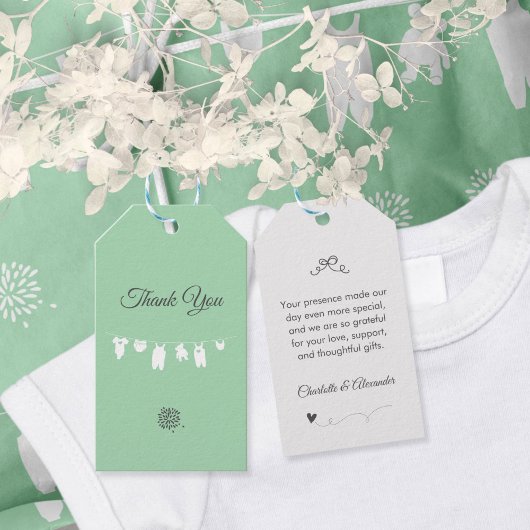 Mint Green Minimalistisch Genderneutraal Baby show Cadeaulabel
