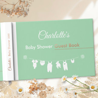 Mint Green Minimalistisch Genderneutraal Baby show Gastenboek