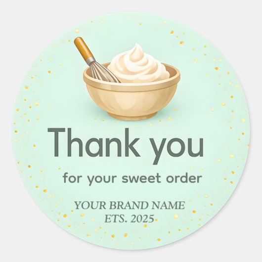 Mint Green Mixing Bowl Bakery Thank You Ronde Sticker (Voorkant)