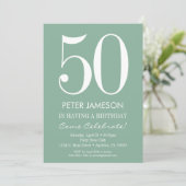 Mint Green Modern Adult Birthday Invitations Kaart (Staand voorkant)