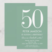 Mint Green Modern Adult Birthday Invitations Kaart (Voorkant / Achterkant)