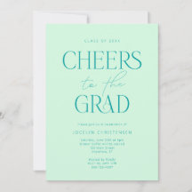 Mint Green Modern Cheers Afstudeerder Uitnodiging