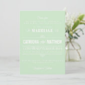 Mint Green Modern Floral Wedding Invitation Kaart (Staand voorkant)