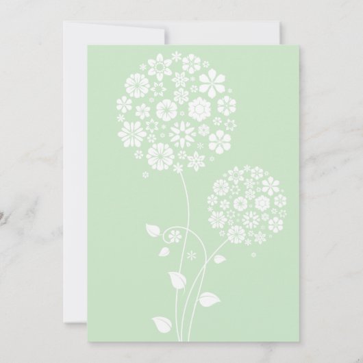 Mint Green Modern Floral Wedding Invitation Kaart (Achterkant)