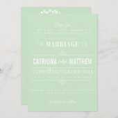 Mint Green Modern Floral Wedding Invitation Kaart (Voorkant / Achterkant)