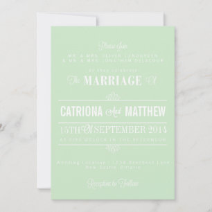 Mint Green Modern Floral Wedding Invitation Kaart