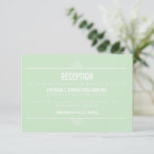 Mint Green Modern Floral Wedding Reception Kaart (Staand voorkant)