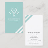Mint Green Modern Hart en wervelingen Visitekaartje (Voorkant / Achterkant)