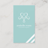 Mint Green Modern Hart en wervelingen Visitekaartje (Voorkant)