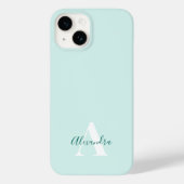 Mint & Green Modern Initiaal Monogram Case-Mate iPhone Case (Achterkant)