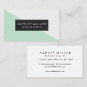 Mint Green Modern kleurenblok Visitekaartje (Voorkant / Achterkant)