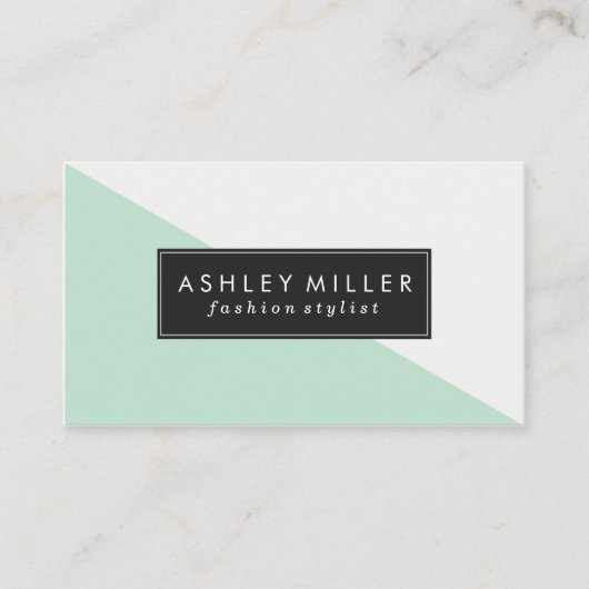 Mint Green Modern kleurenblok Visitekaartje (Voorkant)