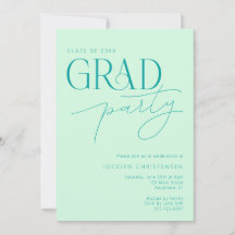 Mint Green Modern Minimal Afstudeerder Uitnodiging