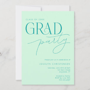 Mint Green Modern Minimal Afstudeerder Uitnodiging