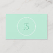 Mint Green Modern Minimalist Monogram Professional Visitekaartje (Voorkant)
