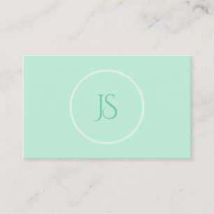 Mint Green Modern Minimalist Monogram Professional Visitekaartje