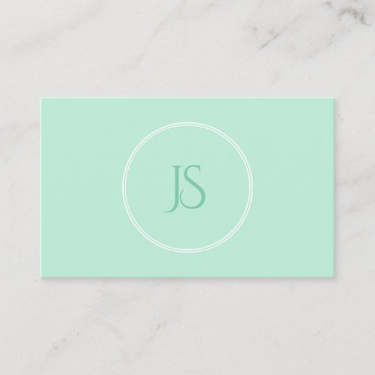 Mint Green Modern Minimalist Monogram Professional Visitekaartje (Voorkant)