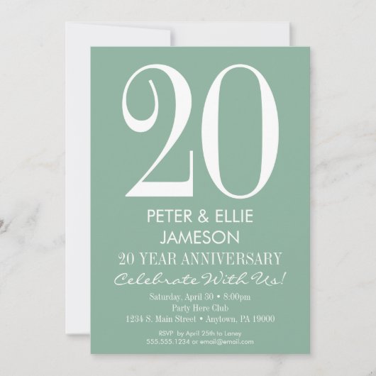 Mint Green Modern Simple Jubileum-uitnodigingen Kaart (Voorkant)