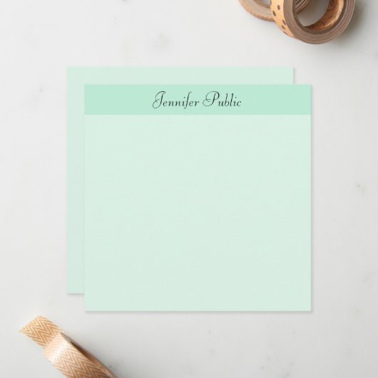 Mint Green Modern Sjabloon Calligraphy Script (Voorkant / Achterkant in situ)