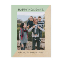 Mint Green Modern Slant Holiday Foto Briefkaart