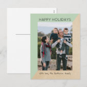 Mint Green Modern Slant Holiday Foto Briefkaart (Voorkant / Achterkant)