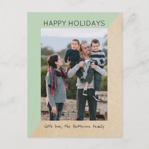 Mint Green Modern Slant Holiday Foto Briefkaart
