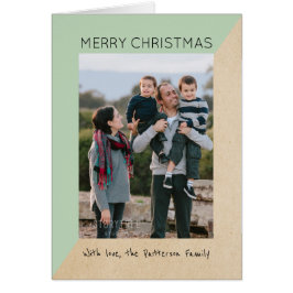 Mint Green Modern Slant Holiday-fotokaart