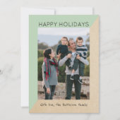 Mint Green Modern Slant Holiday Photo Flat Kaart (Voorkant)