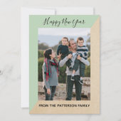 Mint Green Modern Slant New Year's Photo Flat Kaar Feestdagenkaart (Voorkant)