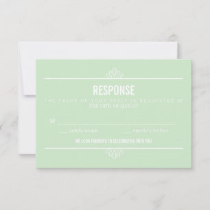 Mint Green Modern Typografie en Flowers RSVP-kaart RSVP Kaartje