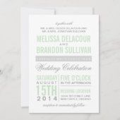 Mint Green Modern Typography Wedding Invitation Kaart (Voorkant)