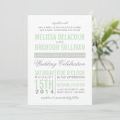 Mint Green Modern Typography Wedding Invitation Kaart (Staand voorkant)