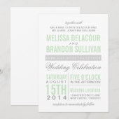 Mint Green Modern Typography Wedding Invitation Kaart (Voorkant / Achterkant)