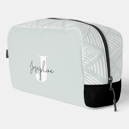 Mint Green Moderne Minimalistische Monogrammed Toilettasje (Rechterhoek)